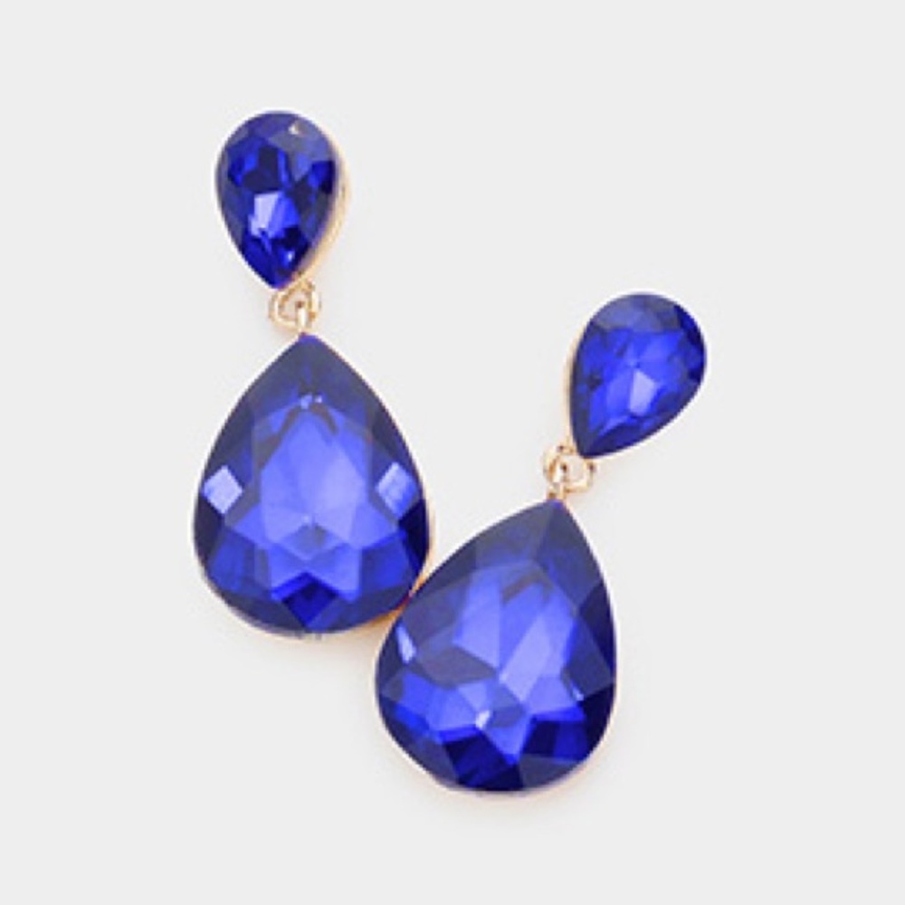 Elegant Blue Double Drop Earrings